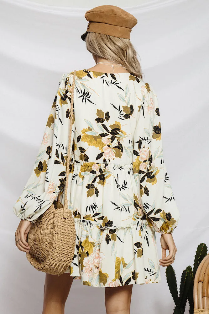 Frolicking Dress Beige