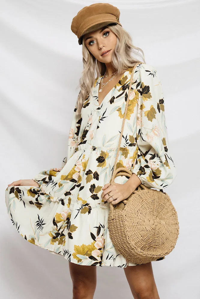 Frolicking Dress Beige
