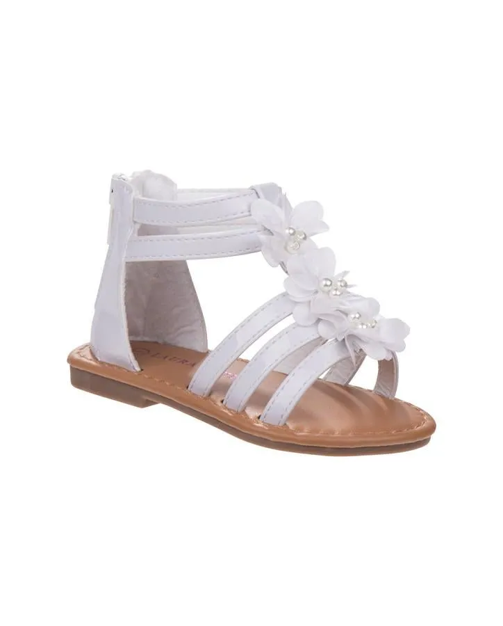 Girls White Flower Gladiator Sandal
