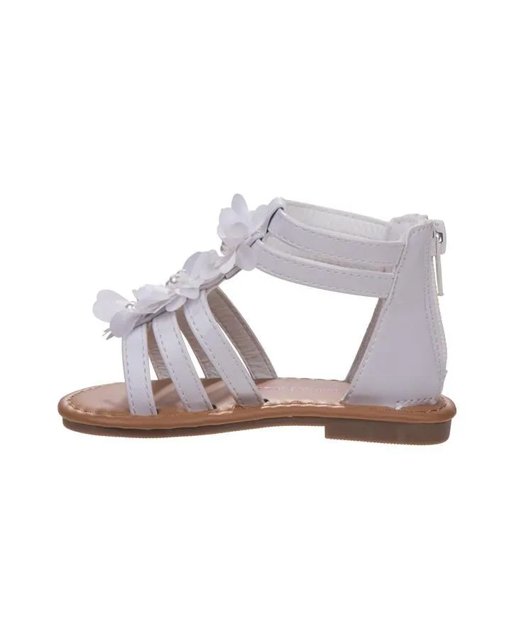 Girls White Flower Gladiator Sandal