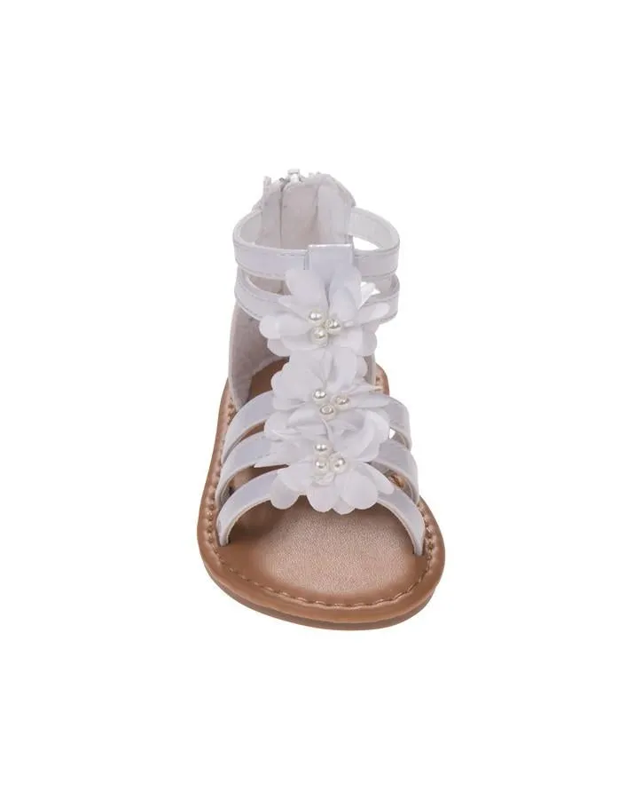 Girls White Flower Gladiator Sandal
