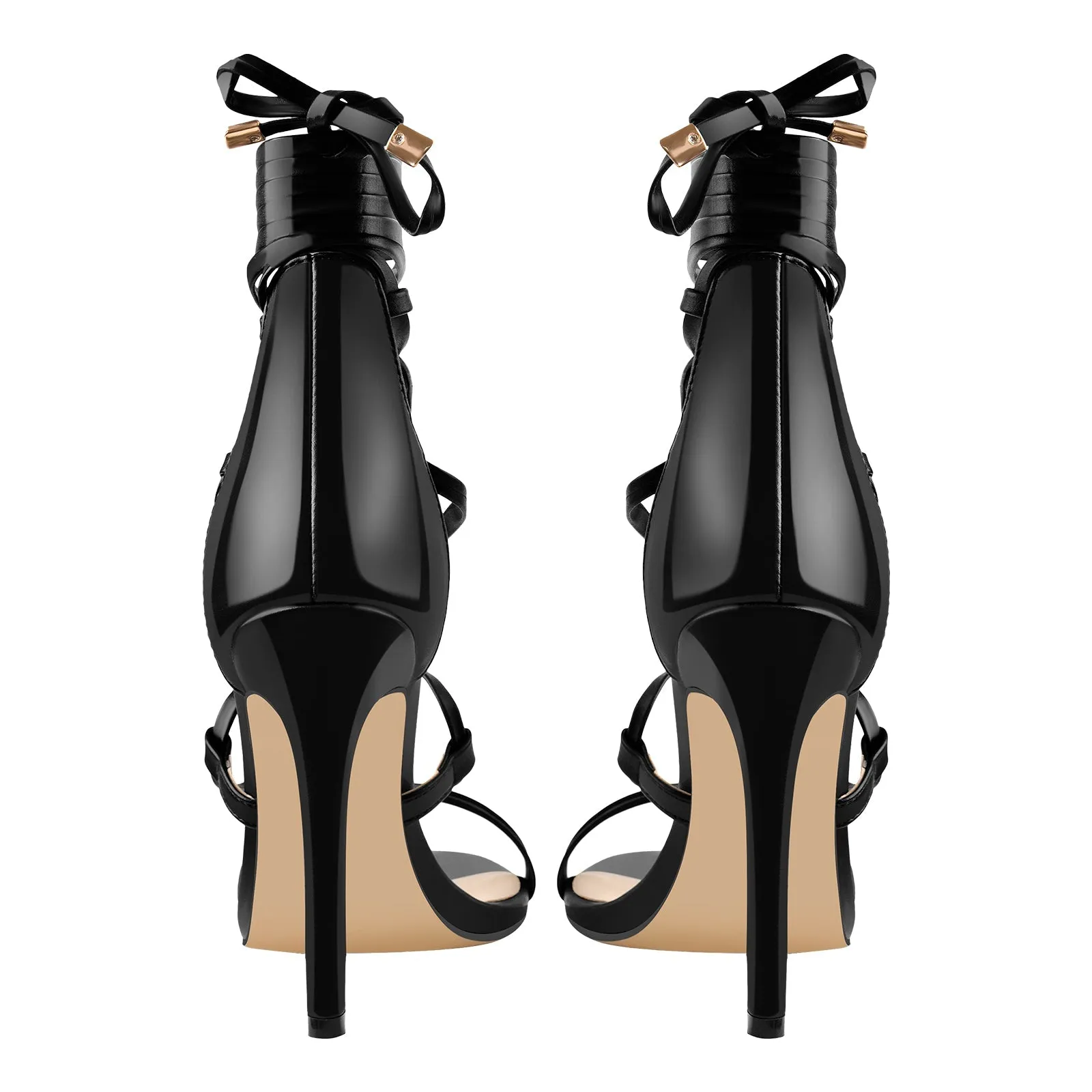 Gladiator Round Toe Lace-up Stiletto Sandals