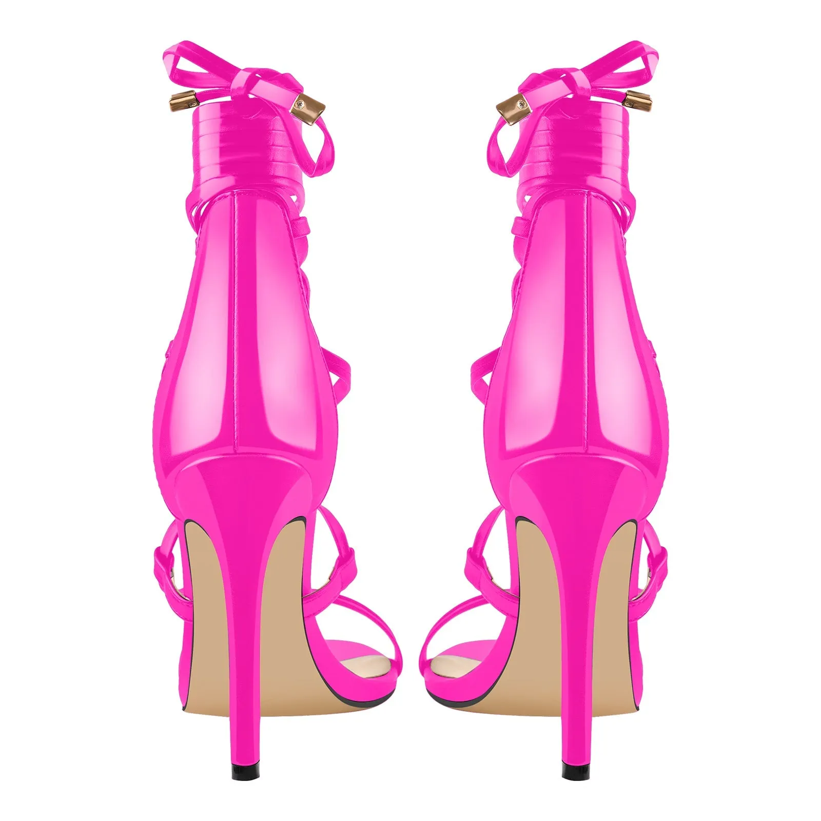 Gladiator Round Toe Lace-up Stiletto Sandals