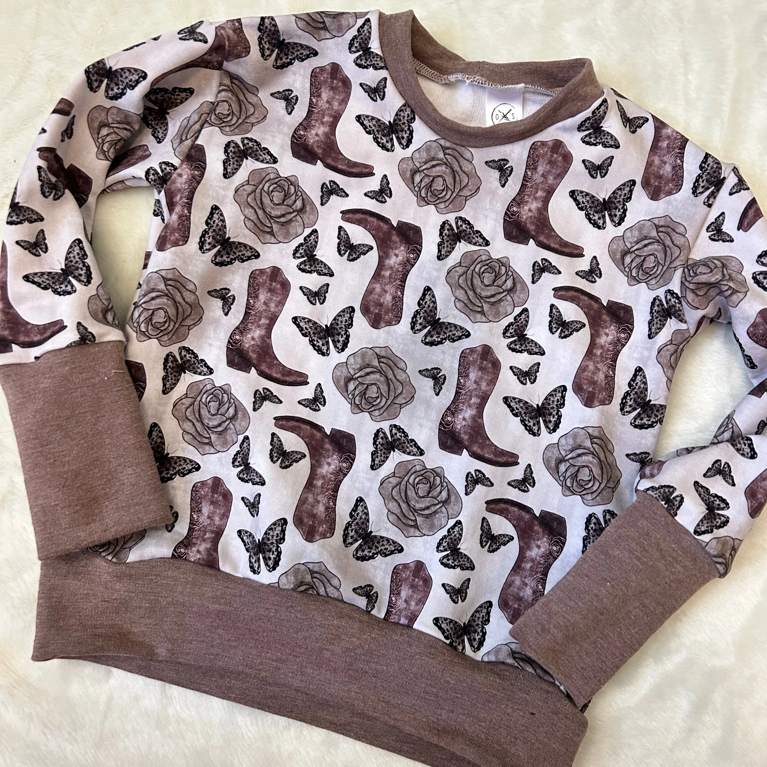 Grow With Me Everyday Crewneck - Boots   Butterflies