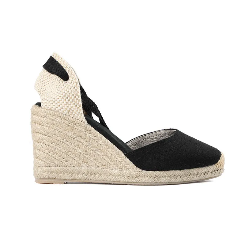 Handmade Lace-Up Gladiator Espadrille Wedge Heel Sandals