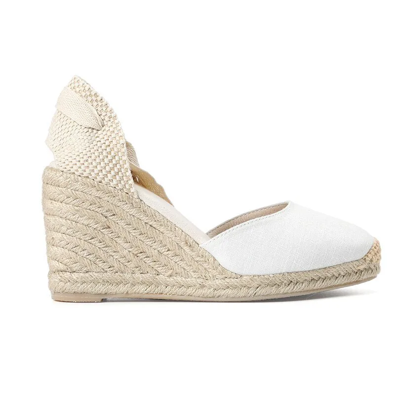 Handmade Lace-Up Gladiator Espadrille Wedge Heel Sandals