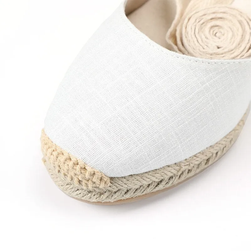 Handmade Lace-Up Gladiator Espadrille Wedge Heel Sandals