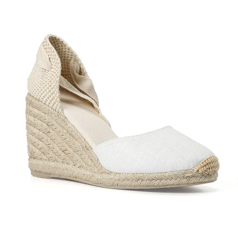 Handmade Lace-Up Gladiator Espadrille Wedge Heel Sandals