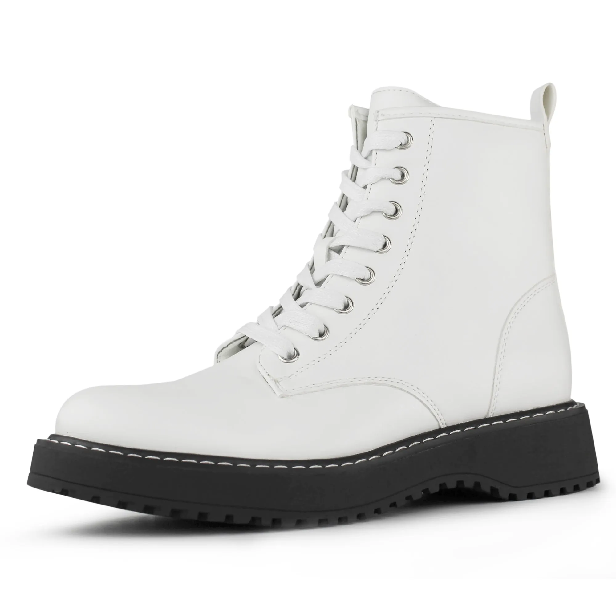Hawkwell Women's Combat Boots Side Zipper Lace up Ankle Booties