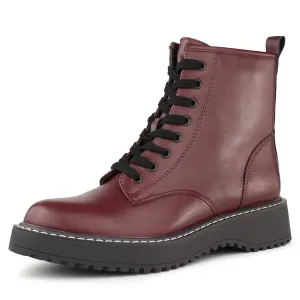 Hawkwell Women's Combat Boots Side Zipper Lace up Ankle Booties