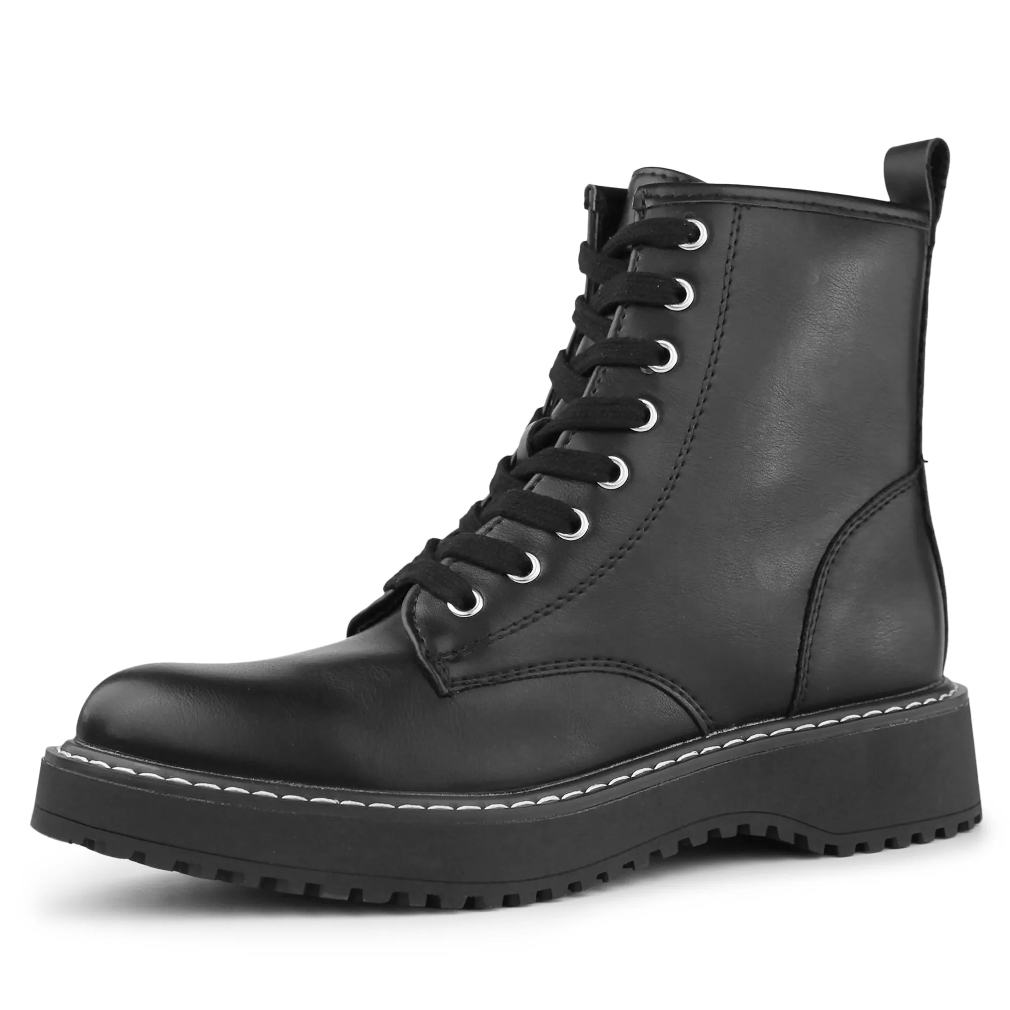 Hawkwell Women's Combat Boots Side Zipper Lace up Ankle Booties