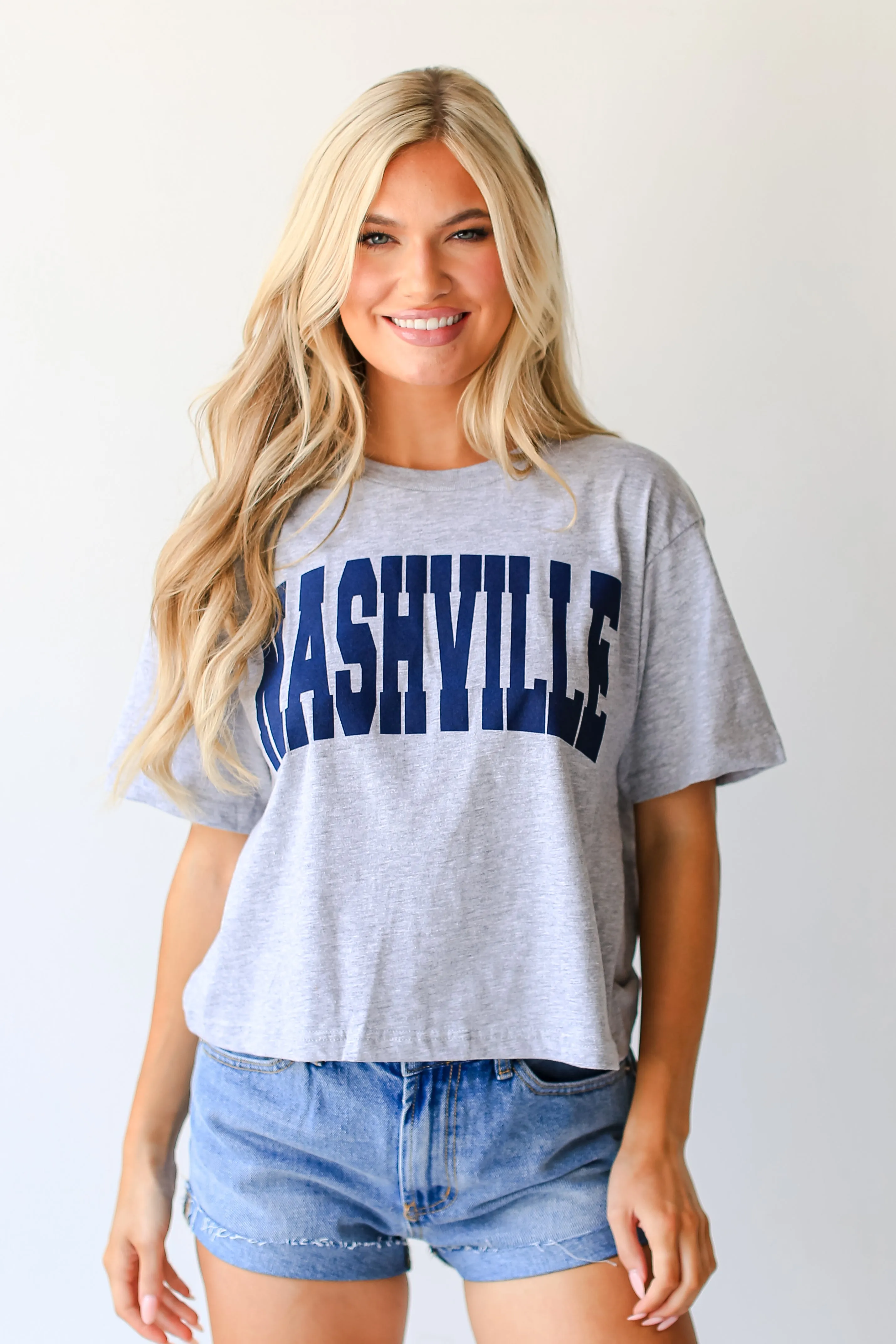 Heather Grey Nashville Cropped Tee