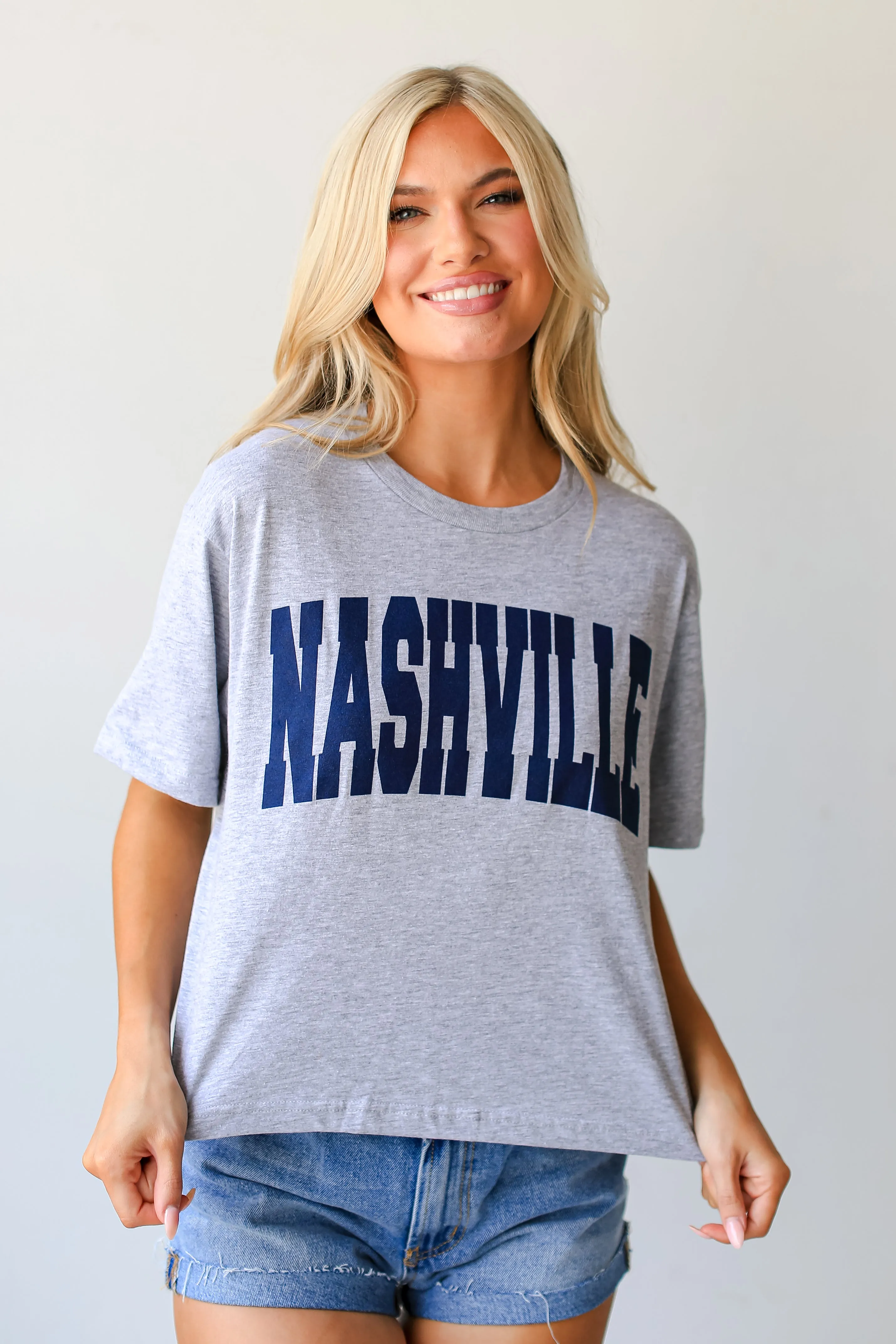 Heather Grey Nashville Cropped Tee