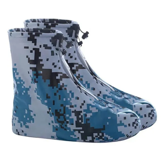 High Quality Men Women's Rain Waterproof Boots Cover Heels Boots Reusable Shoes Covers Thicker Non-slip Platform Rain Boots