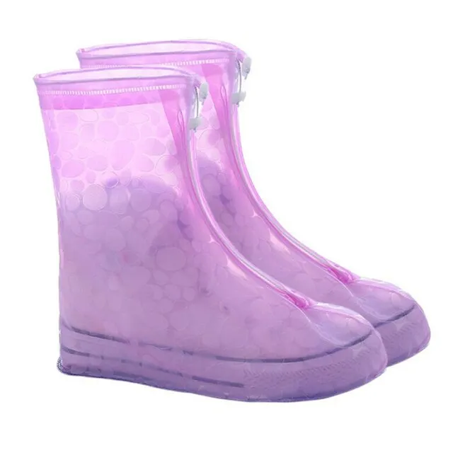 High Quality Men Women's Rain Waterproof Boots Cover Heels Boots Reusable Shoes Covers Thicker Non-slip Platform Rain Boots