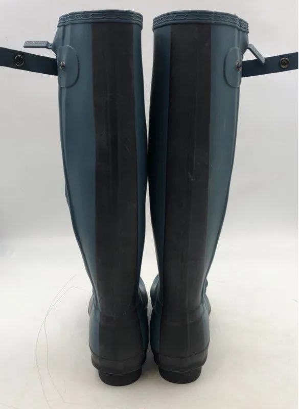 Hunter Women's Blue Round Toe Waterproof Rain Boots - Size 8