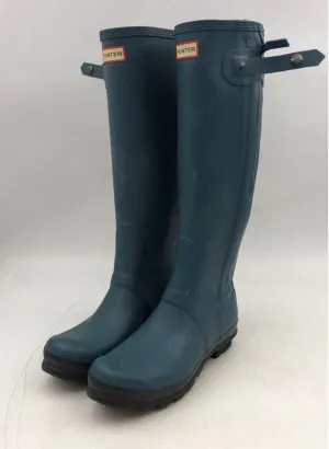 Hunter Women's Blue Round Toe Waterproof Rain Boots - Size 8