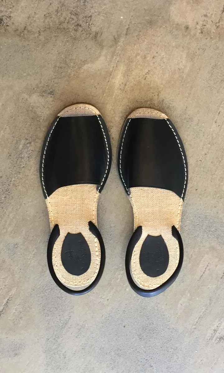 Importante Black Leather Sandals