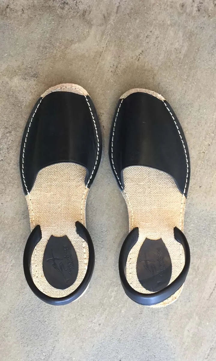 Importante Black Leather Sandals