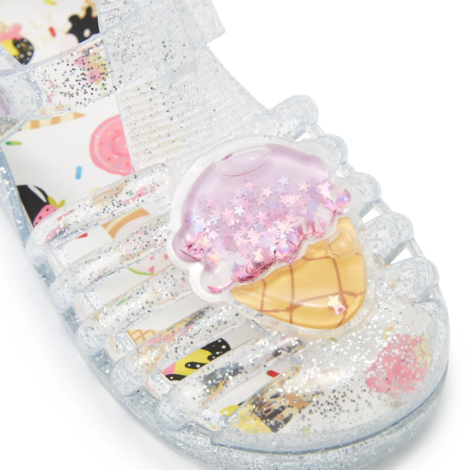 Jb Unicorn Ice Cream Flat Slingbacks For Girls Silver