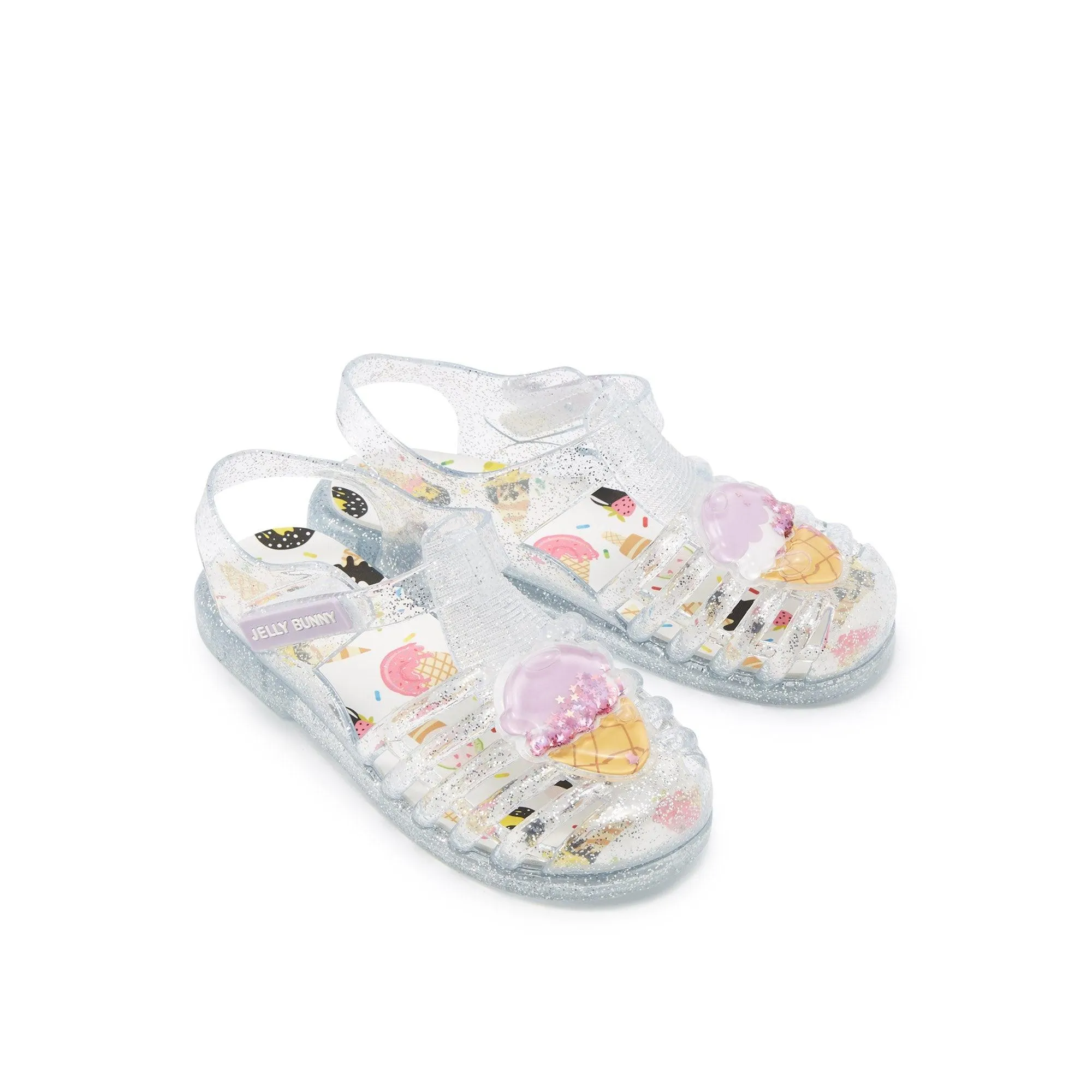 Jb Unicorn Ice Cream Flat Slingbacks For Girls Silver
