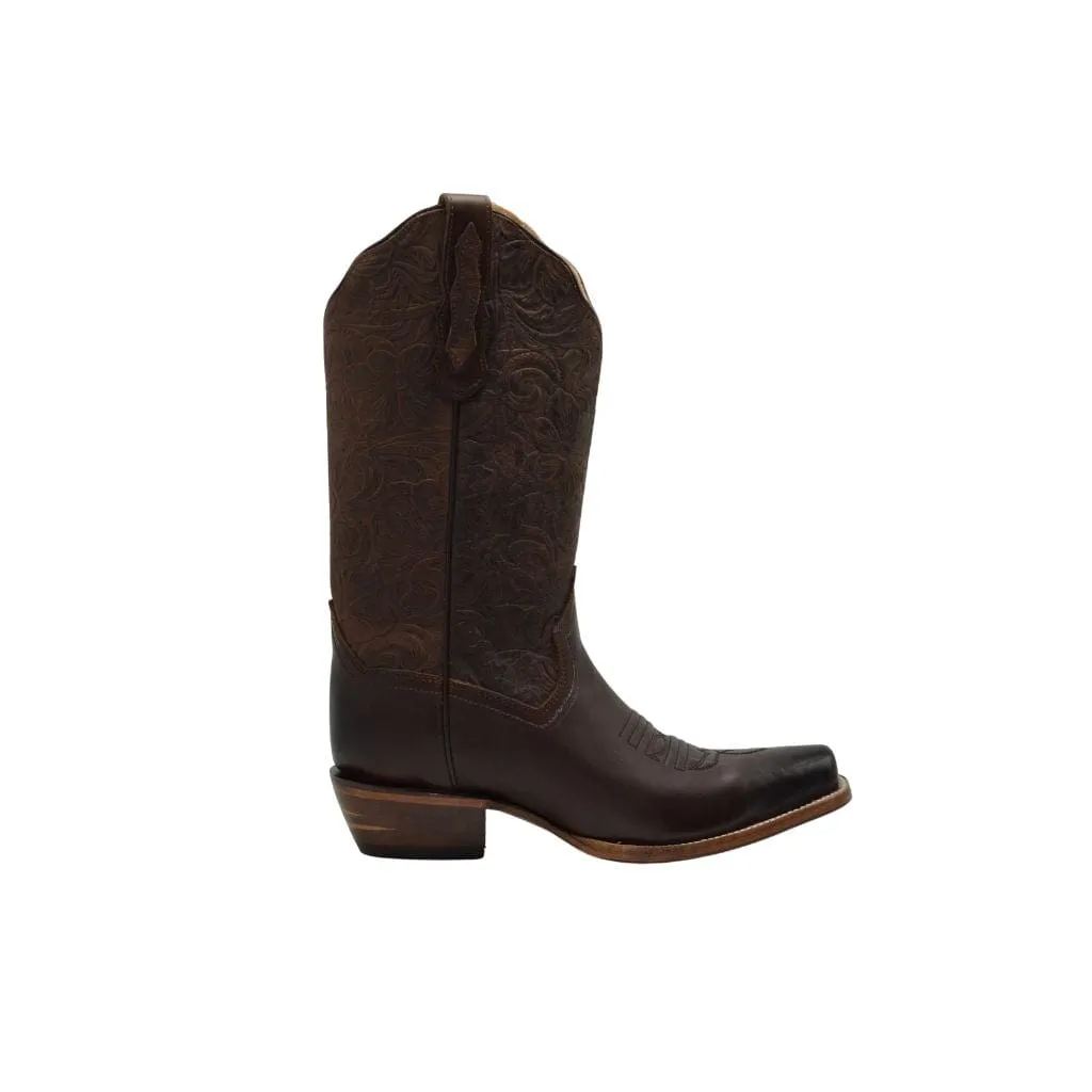 JB301 Women Snip Toe Cowgirl Boots Brown Plain