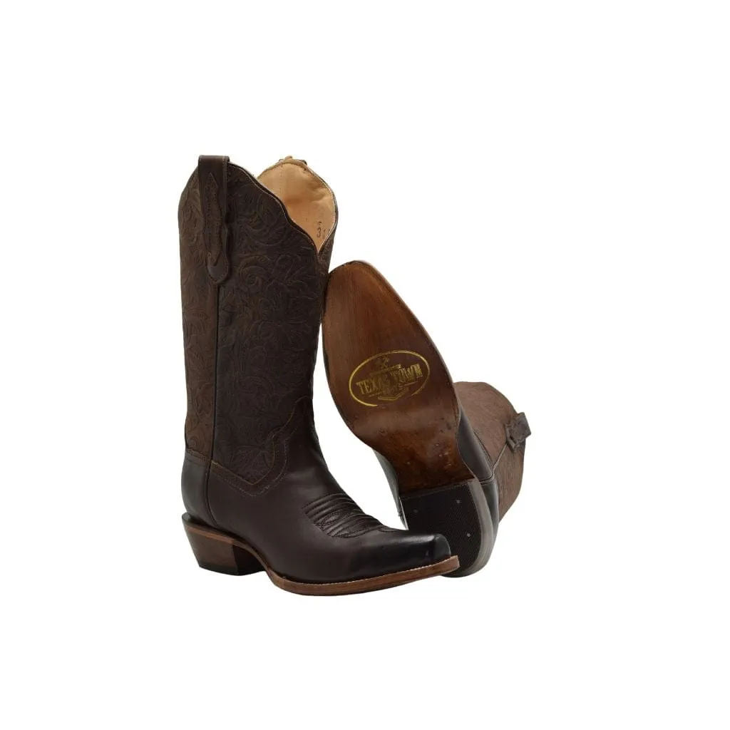 JB301 Women Snip Toe Cowgirl Boots Brown Plain