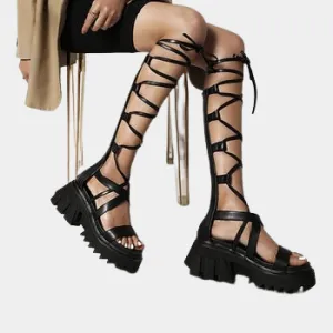 Joskaa 2024 New Gladiator Chunky Sandals Zipper
