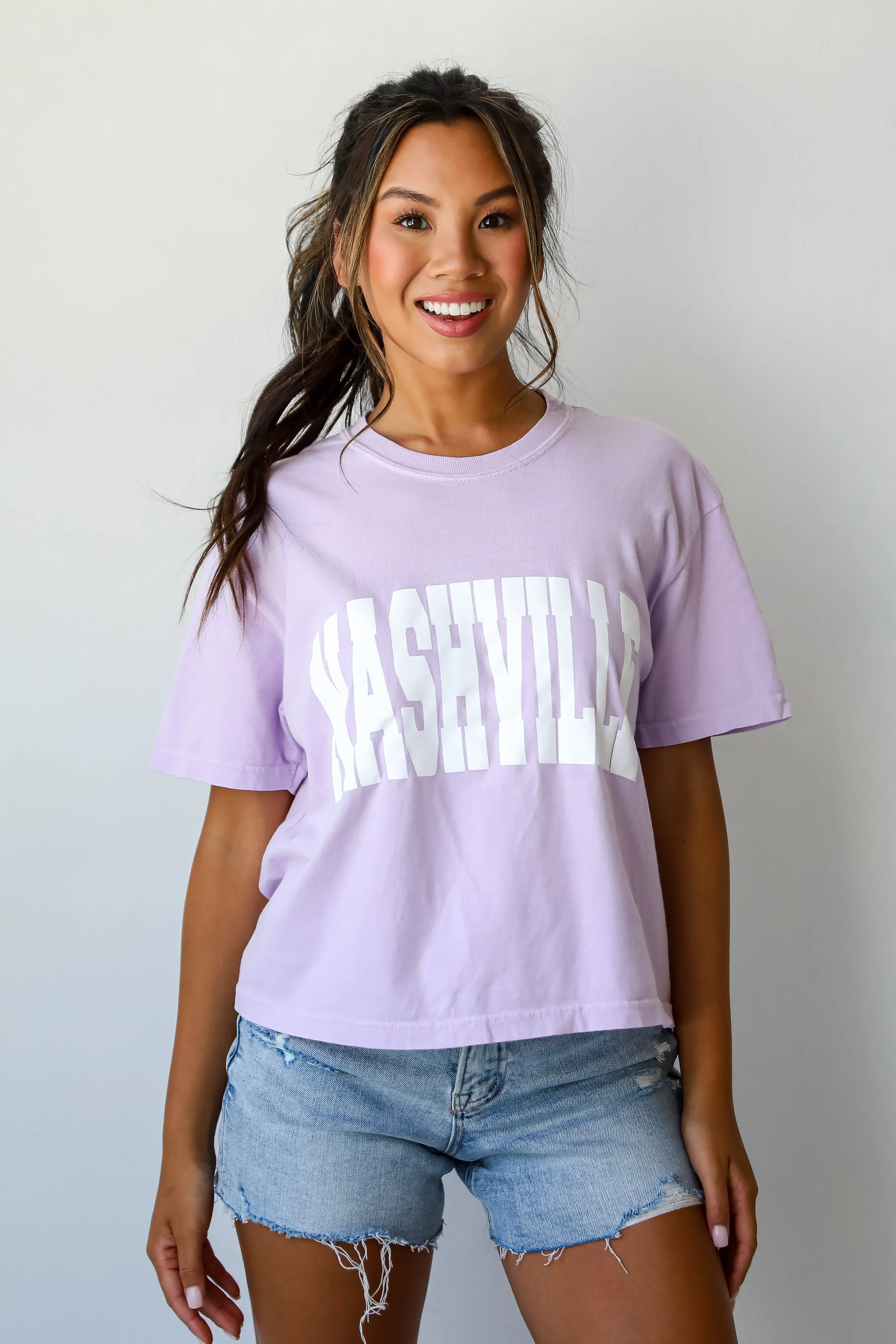 Lavender Nashville Cropped Tee