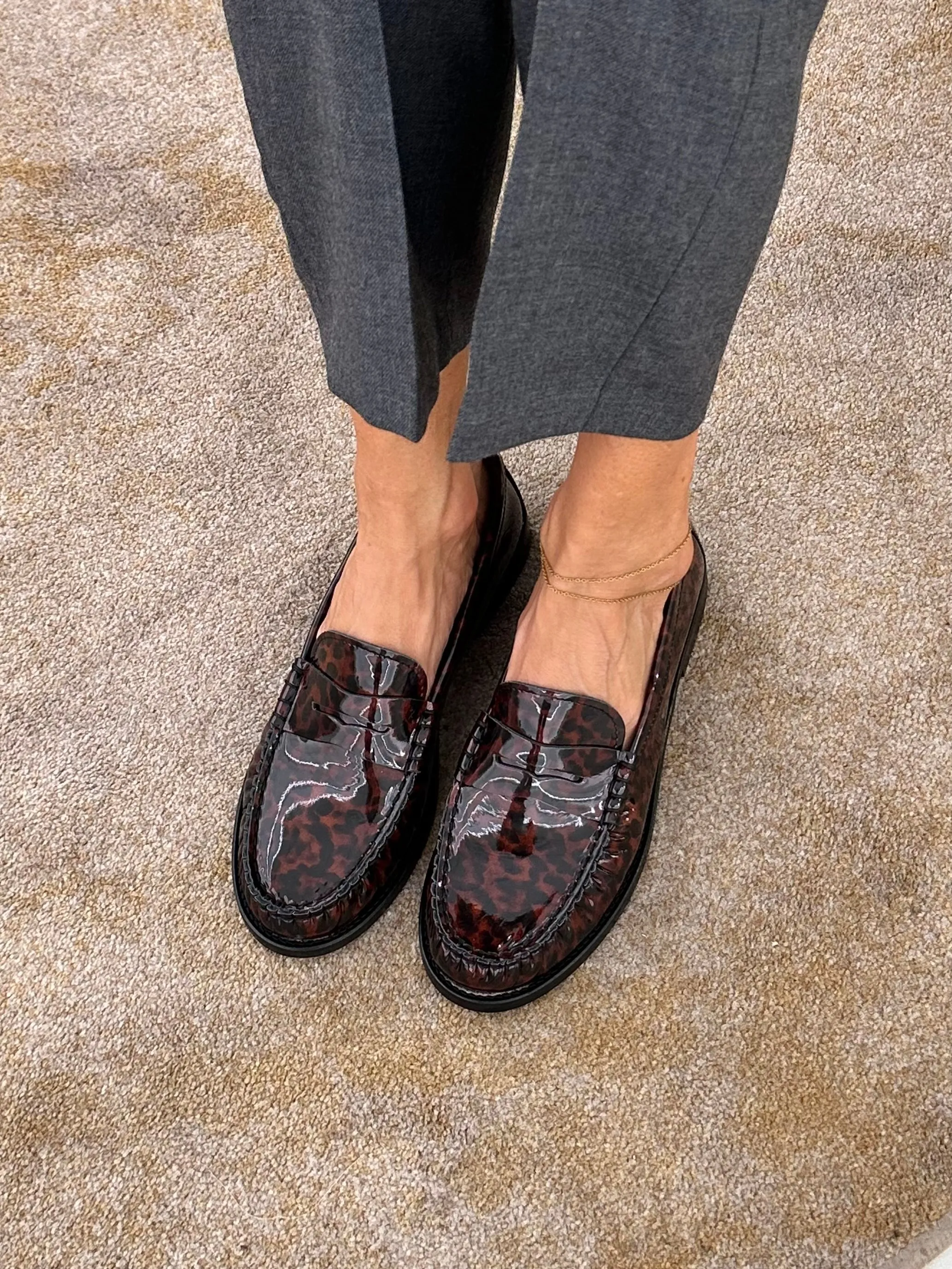 Leopard Glossy Leather Penny Loafer