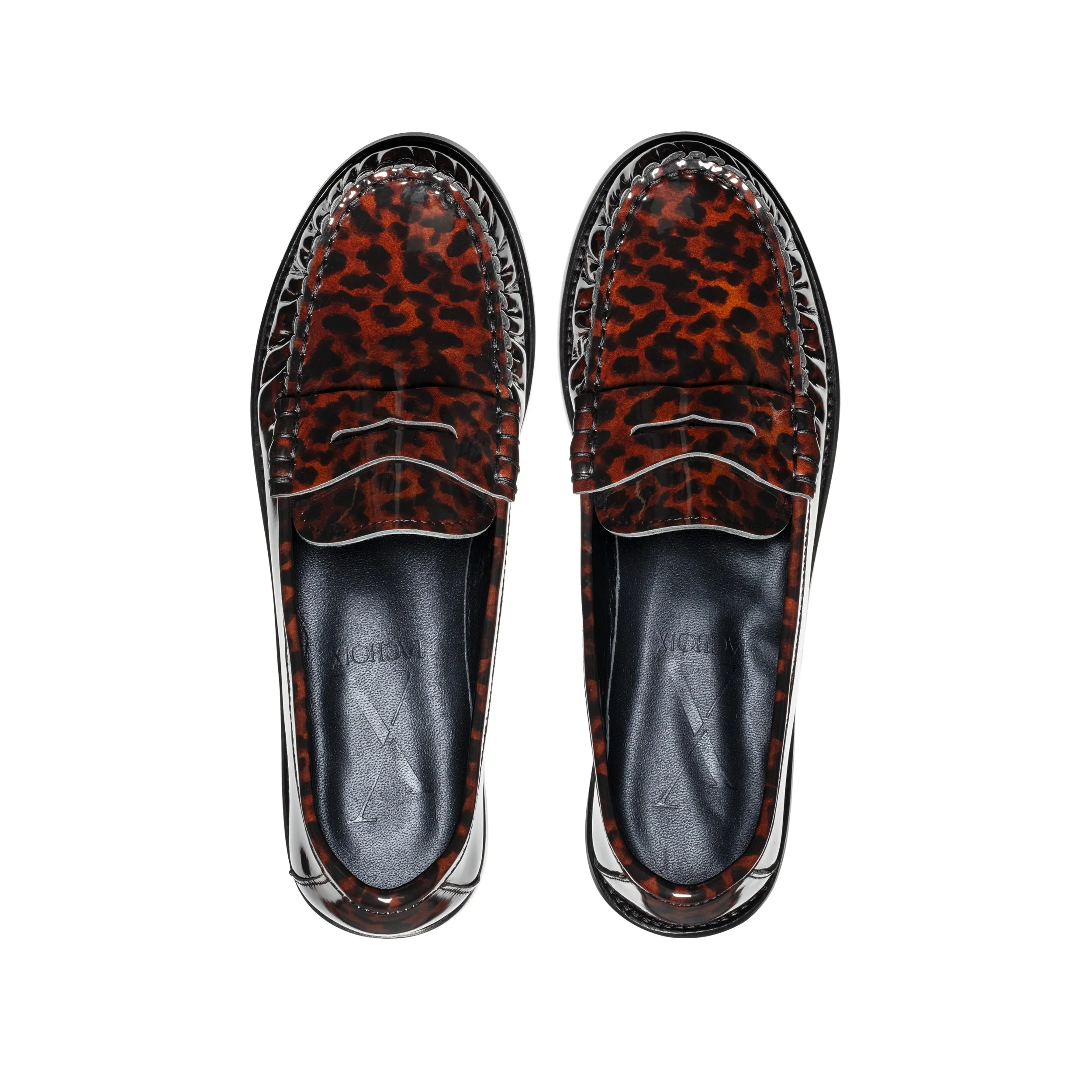 Leopard Glossy Leather Penny Loafer