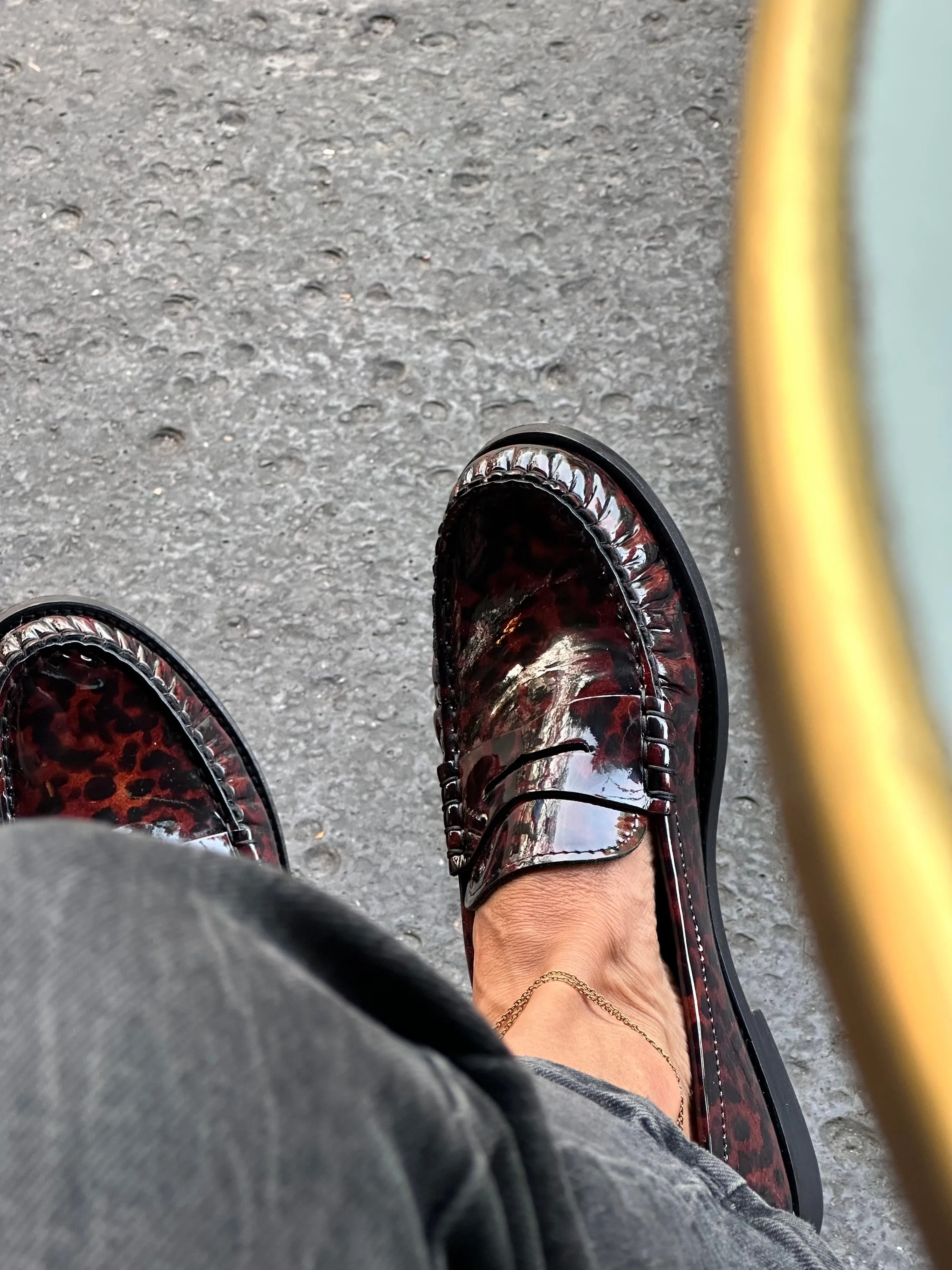 Leopard Glossy Leather Penny Loafer