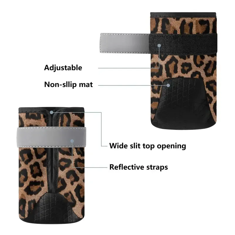Leopard Print Dog Booties for Extra Grip and Paw Protection