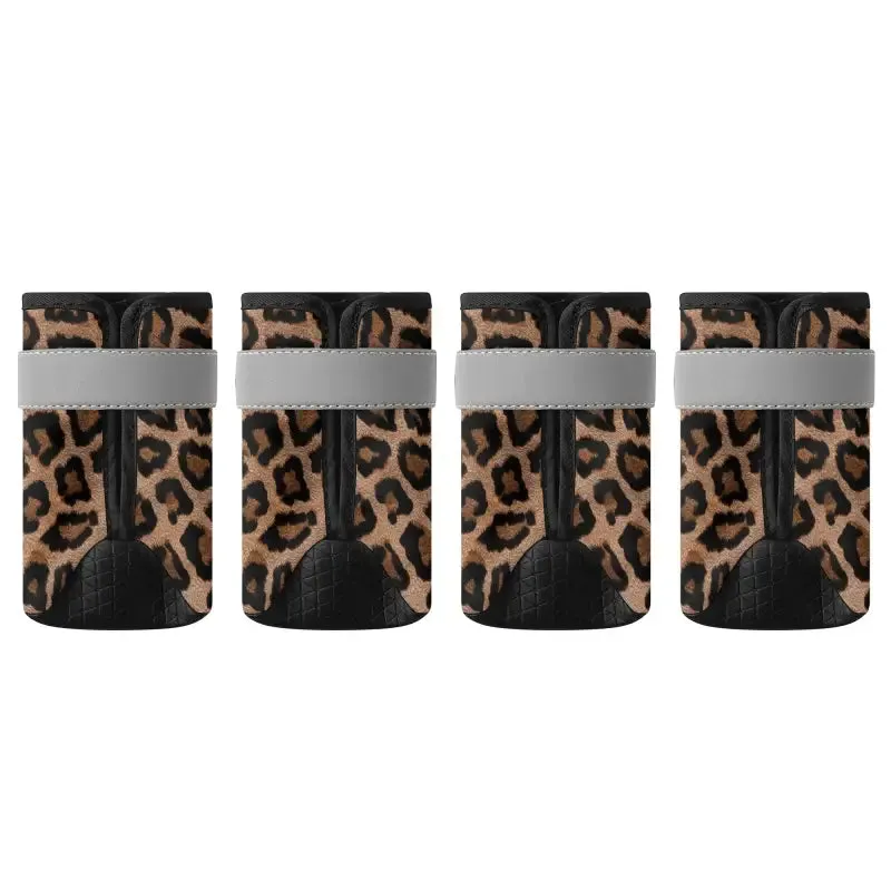 Leopard Print Dog Booties for Extra Grip and Paw Protection