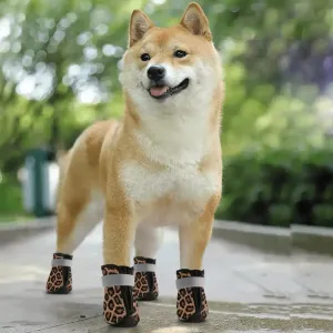 Leopard Print Dog Booties for Extra Grip and Paw Protection