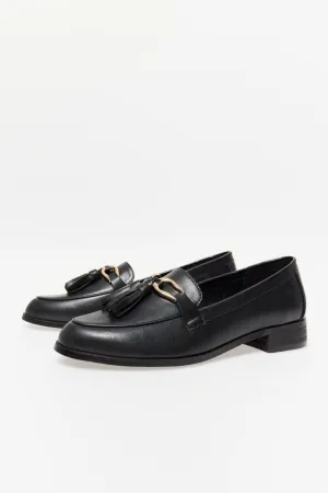 Loafer With Buckle - Black