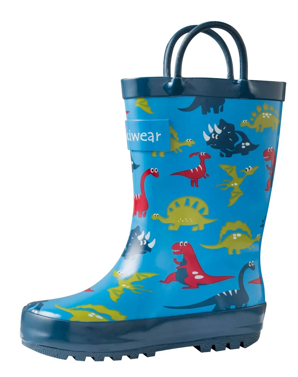 Loop Handle Boots, Blue Dinosaurs