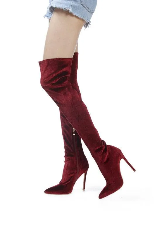 Madman Stretch High Heel Velvet Boot