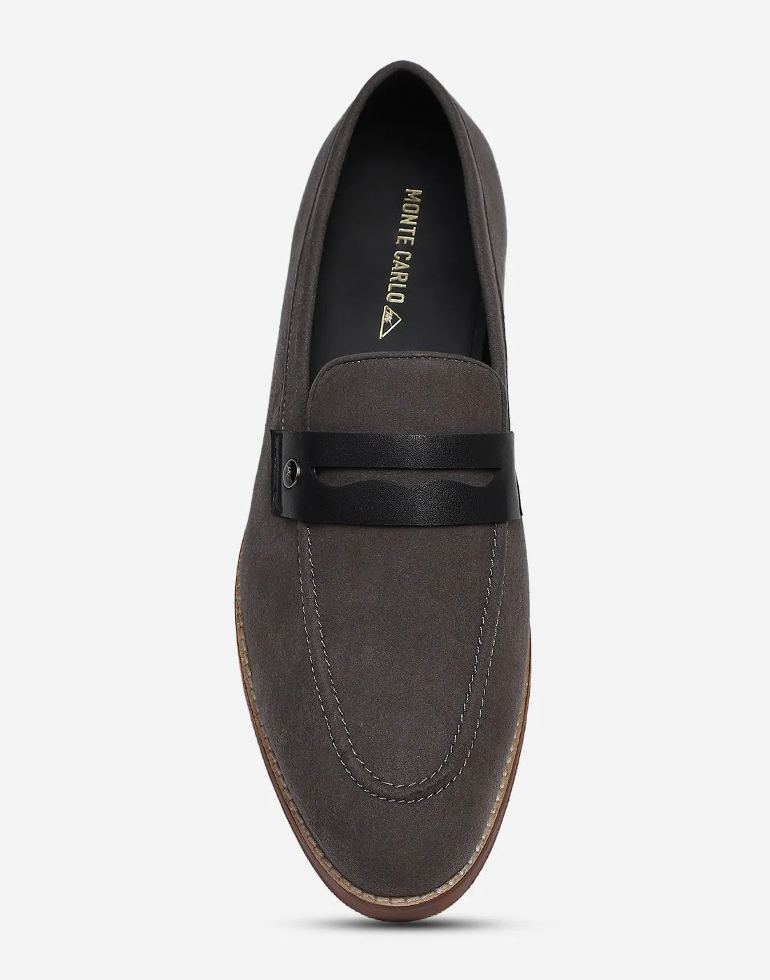 Men Grey Slip on Microfiber Loafers