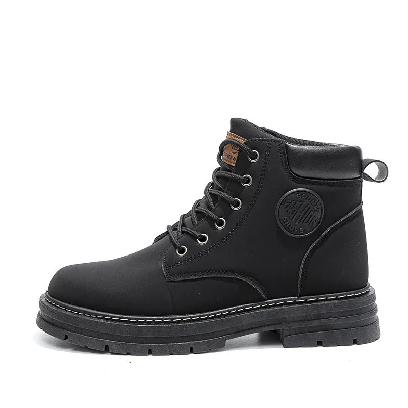 Mens Chunky Mid Heel Fashion Ankle Boots