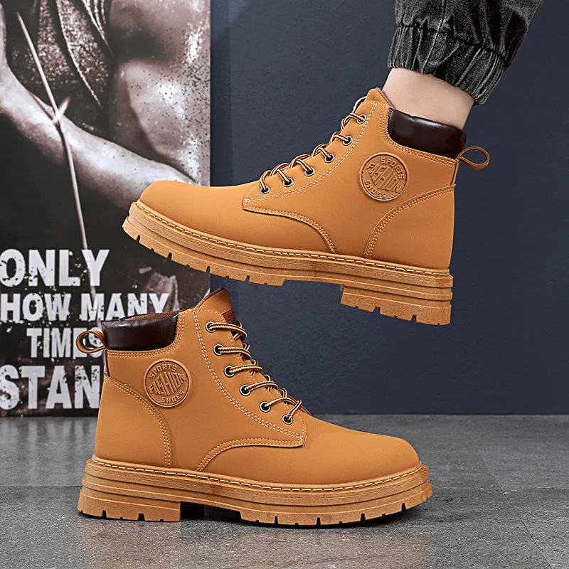 Mens Chunky Mid Heel Fashion Ankle Boots