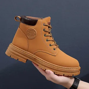 Mens Chunky Mid Heel Fashion Ankle Boots