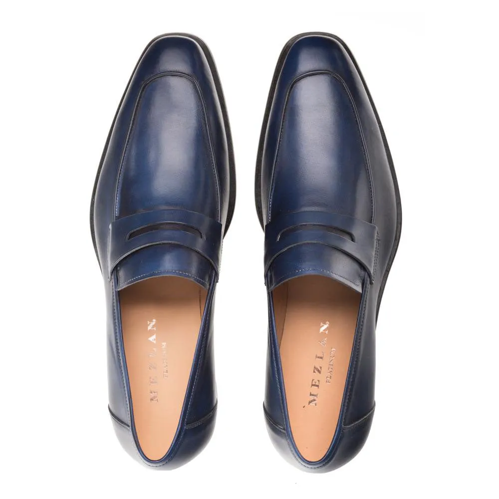 Mezlan Calfskin Penny Loafer Navy