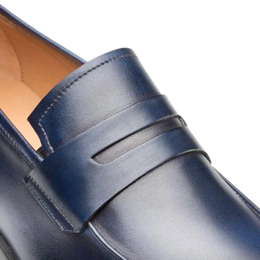 Mezlan Calfskin Penny Loafer Navy