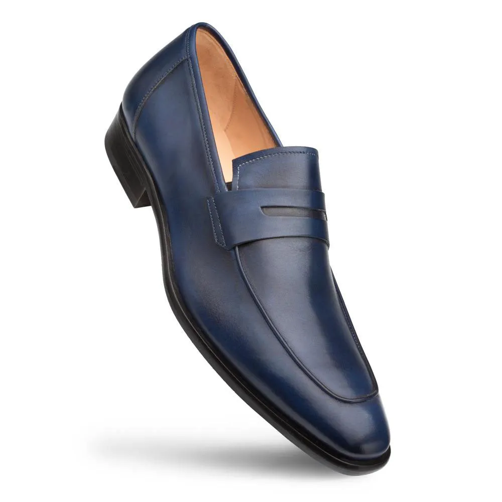 Mezlan Calfskin Penny Loafer Navy