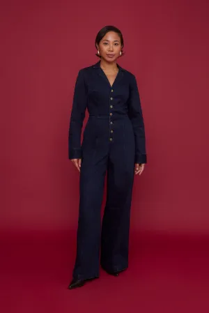 Midnight Denim Long-Sleeve Jumpsuit (Re-Mixed)