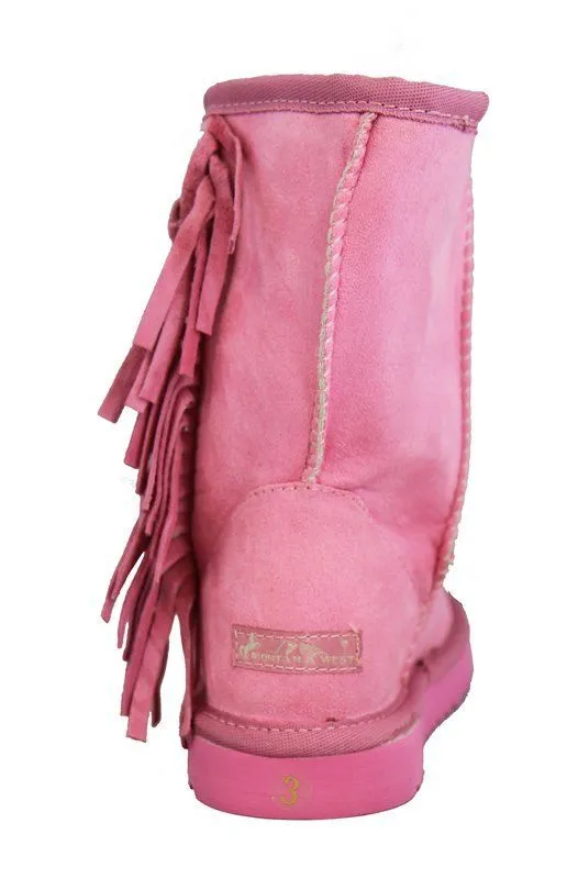 Montana West Kids Fringe Boots - Pink