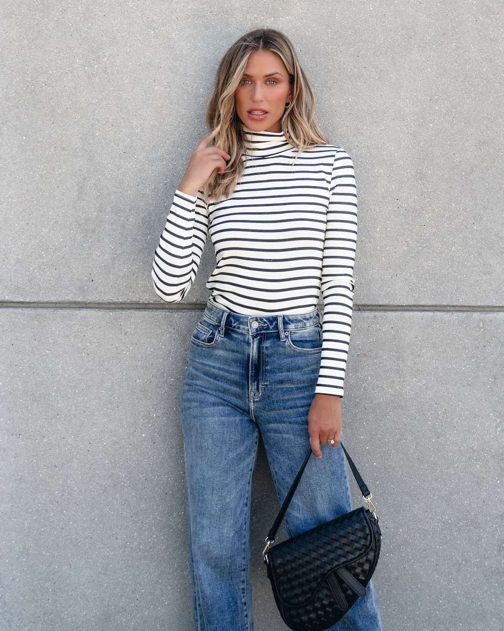 Muse By Magnolia Cream and Black Striped Turtleneck - FINAL SALE