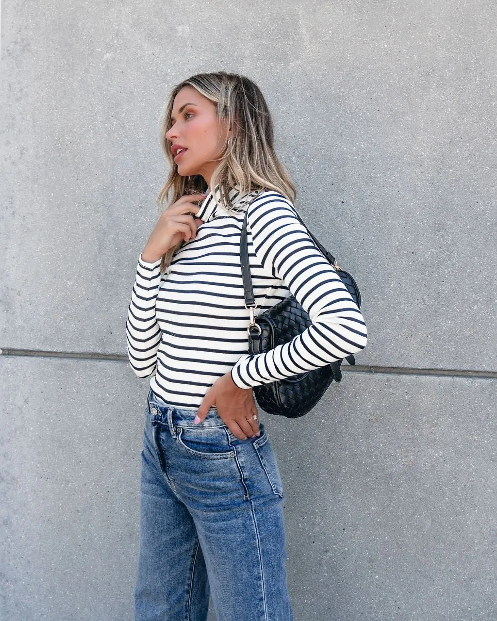 Muse By Magnolia Cream and Black Striped Turtleneck - FINAL SALE