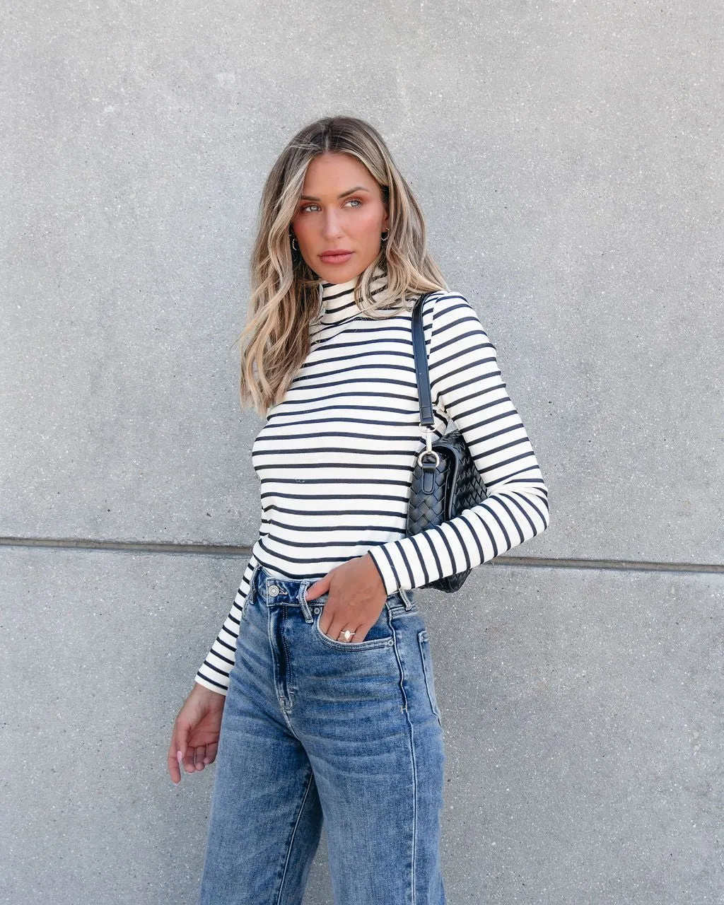 Muse By Magnolia Cream and Black Striped Turtleneck - FINAL SALE